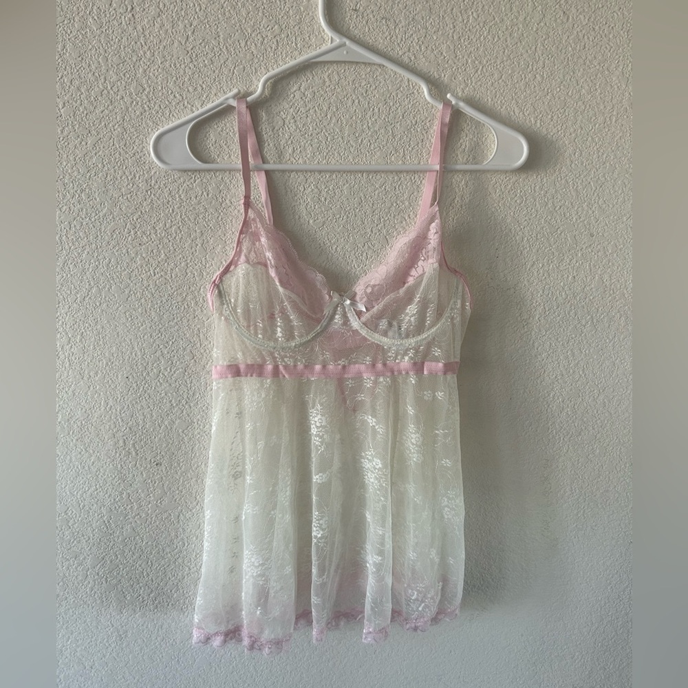 Pink and white babydoll
